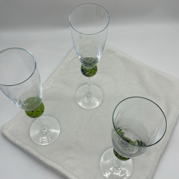 Champagne Hand Blown Colored Glass Stemware Set of 3 - Picture 3 of 6